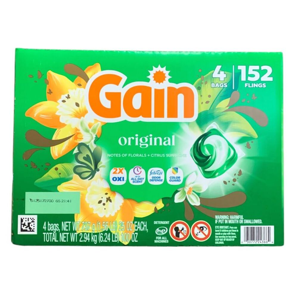Gain Flings! 3 in 1 Laundry Detergent Pacs, Original Scents, 152 ct.
